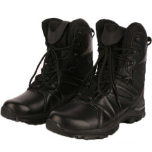 Black Fur Leather Police Tactical Boots Military Boots